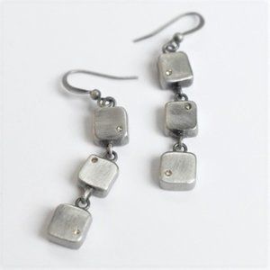 Handcrafted Silver Earrings with Inset Crystals